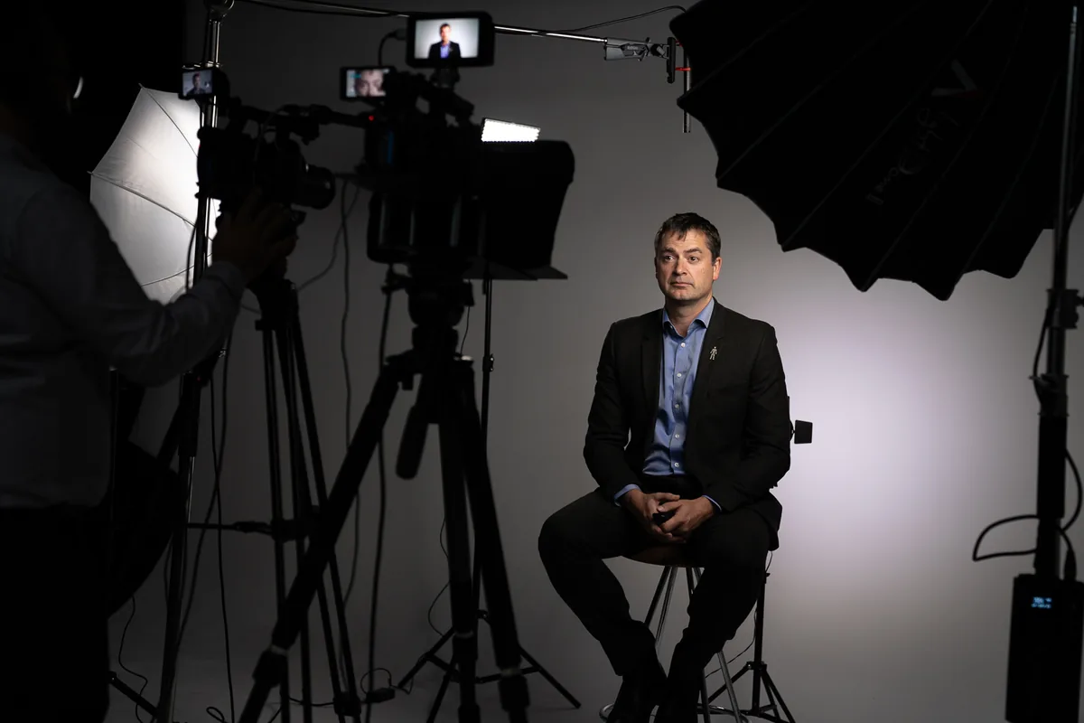 Professional video interview setup — Oxfordshire AV event filming